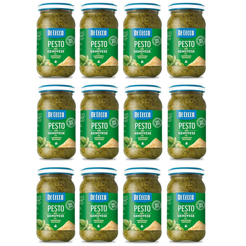 De Cecco Pesto De Cecco Pesto alla Genovese con Parmigiano Reggiano senza aglio Pesto mit frischem Basilikum, Parmigiano Reggiano ohne Knoblauch 190g Italienisches Sauce 12x Original italienisch 8001250016508