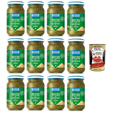 De Cecco Pesto alla Genovese con Parmigiano Reggiano senza aglio Pesto mit frischem Basilikum, Parmigiano Reggiano ohne Knoblauch Italienisches Sauce 12x190 g italienisch Original