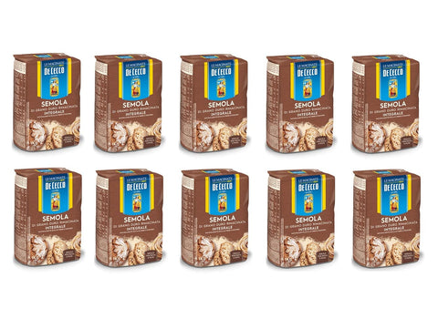 De Cecco Weizen 10x De Cecco Semola di Grano Duro Integrale Vollkorn Hartweizengrieß 1Kg ideal für Pasta und Brot 8001250007346