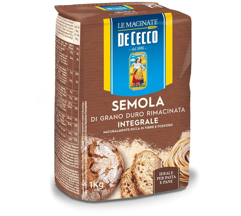 De Cecco Weizen De Cecco Semola di Grano Duro Integrale Vollkorn Hartweizengrieß 1Kg ideal für Pasta und Brot 8001250007346