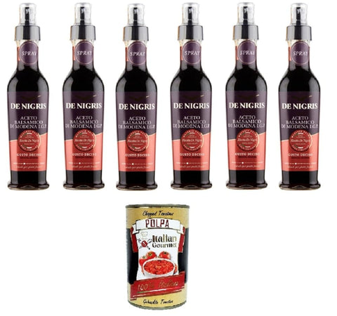 De Nigris Essig De Nigris Balsamico-Essig aus Modena I.G.P. Gusto Deciso Spray 6x250 ml+ Italian Gourmet polpa 400g 8032754437315