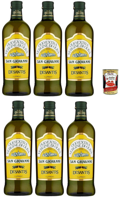 De santis Koch- & Backzutaten Desantis Olio Extra Vergine di Oliva San Giovanni, extra nativ Öl, Olivenöl 6x1 Lt + Italian Gourmet Polpa 400g 8009113015200
