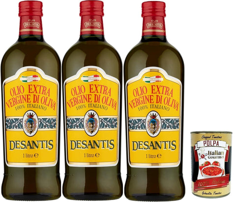 De Santis Olio Extra vergine di oliva 100% Italiano, 100% italienisches Natives Olivenöl extra, 3x 1 lt italienisch Original