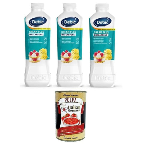 Debic Crème Fraîche, Sauerrahm & Sahne Debic Crema Plus Mascarpone Creme und Mascarpone Mischung zum Schlagen und Kochen, 3x 1 lt Crème Fraîche, Sauerrahm & Sahne italienisch Original 0