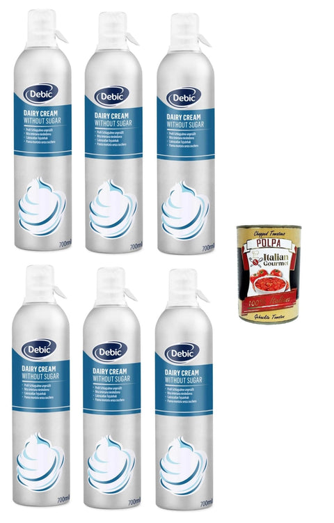 Debic Panna Spray Non Zuccherata Ungesüßte Sprühcreme 6x700 ml Crème Fraîche, Sauerrahm & Sahne italienisch Original