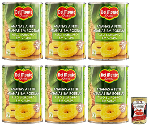 Del Monte Ananas a Fette allo Sciroppo Geschnittene Ananas in Sirup Obst in Sirup Dose 6x 570g italienisch Original