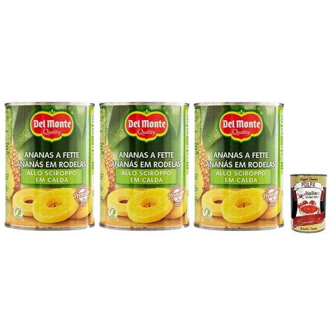 Del Monte Obst Del Monte Ananas a Fette allo Sciroppo Geschnittene Ananas in Sirup Obst in Sirup Dose 3x 570g italienisch Original 24000012313