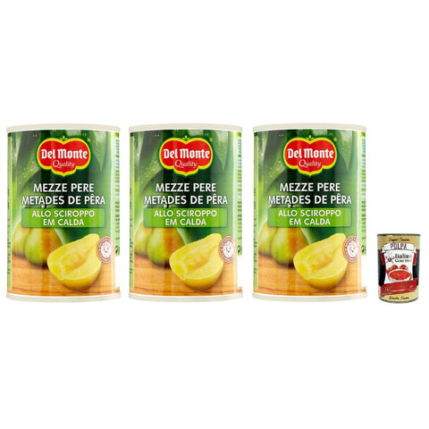 Del Monte Obst Del Monte Mezze Pere in Sciroppo Halbe Birnen in Sirup Frucht in Sirup Dose 3x 420g italienisch Original 24000027584