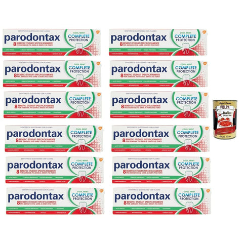 Dentifricio Complete Protection Zahncremes Dentifricio Complete Protection Cool Mint, Zahnpasta für gesundes Zahnfleisch und starke Zähne, 12x 75ml Original italienisch inkl. Italian Gourmet Polpa 400g 8032804040014