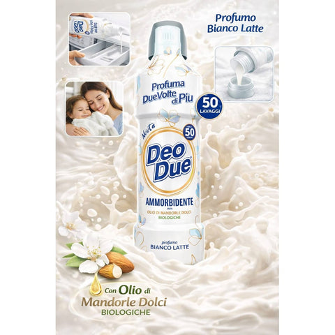 Deo Due Flüssiger Weichspüler Deo Due Ammorbidente essenza di Bianco Latte 1 Liter Weichspüler 3x italienisch Original