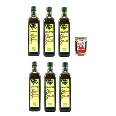 Desantis Olio Evo Koch- & Backzutaten Desantis Olio Evo 100% Italiano, 100 % italienisches Natives Olivenöl extra, 6x 75cl Original italienisch inkl. Italian Gourmet Polpa 400g 8032804040014