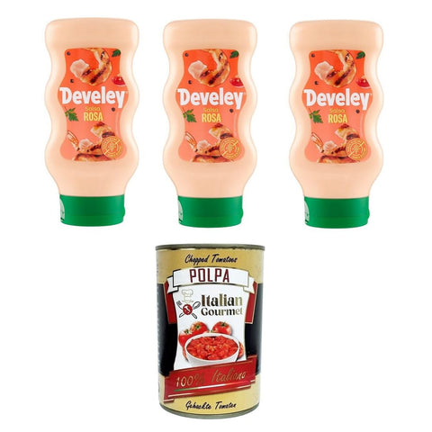 Develey Cocktailsaucen Develey Salsa Rosa Soße Squeeze 3x 410ml Original italienisch inkl. Italian Gourmet Polpa 400g 4006824997010