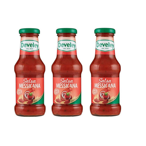 Develey Salsas Develey Salsa Messicana Glutenfrei Mexikanische Soße würzsauce Tafelsauce Ideal zu Nachos Glasflasche 250 ml 3x italienisch Original 4006824009669