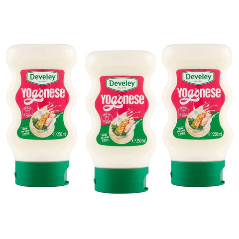 Develey Würzsaucen Develey Yogonese Würzsaucen Kombination aus Joghurt Zitronensaft und einer Prise weißem Pfeffer 250-ml-Squeeze-Top-Down-Format 3x italienisch Original 4006824999977