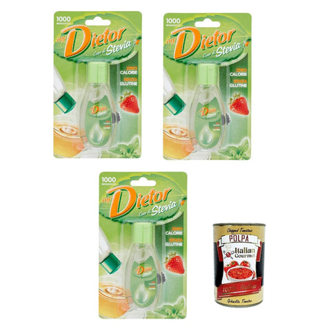 Dietor Snack Kuchen & Backwaren Dietor MyDietor Cuor di Stevia, Natürlicher flüssiger Süßstoff 0 kcal, Glutenfrei, gluten free, Ohne Aspartam 3x 50 ml Original italienisch inkl. Italian Gourmet Polpa 400g 8032804040014