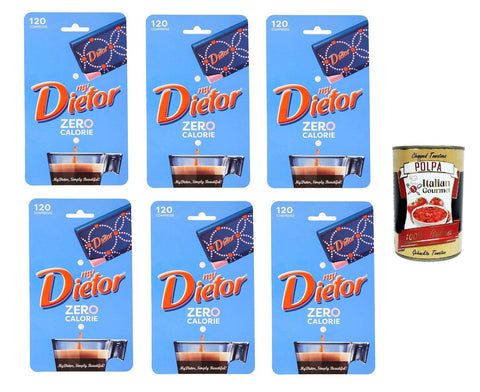 Dietor my Dietor Zero Calorie, Natürlicher Süßstoff 0 kcal, Glutenfrei, gluten free, Ohne Aspartam, 6x 120 Tabletten italienisch Original