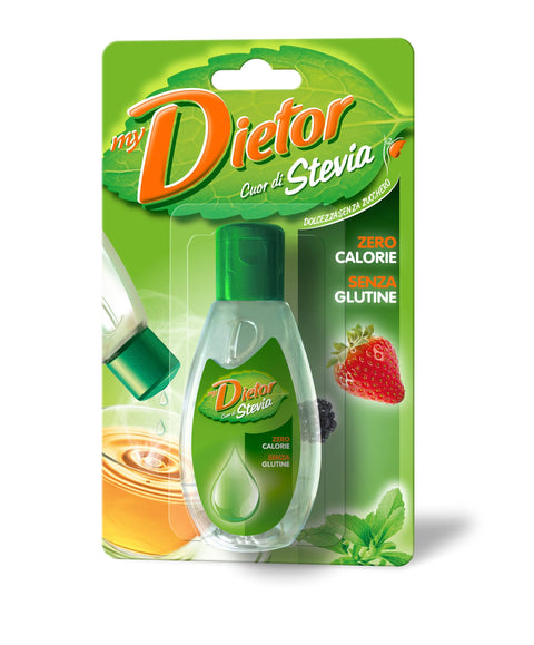 Dietor MyDietor Herz di Stevia, natürlicher Süßstoff, flüssig, mit Stevia Extrakt, 0 kcal, glutenfrei Blister mit 50 ml italienisch Original