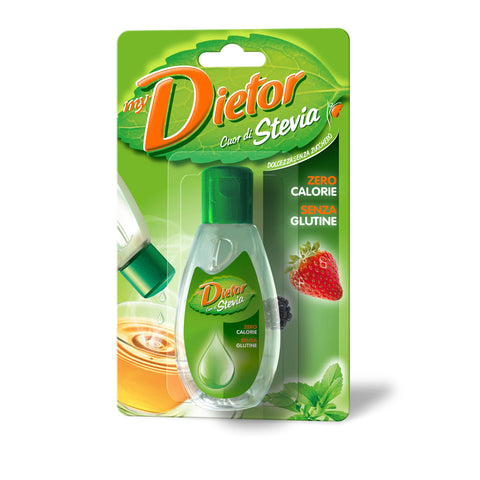 Dietor MyDietor Herz di Stevia, natürlicher Süßstoff, flüssig, mit Stevia Extrakt, 0 kcal, glutenfrei Blister mit 50 ml italienisch Original
