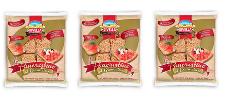Divella Kategorien 3x Divella Pancrostino al Grano Duro Hartweizengrieß geröstetes Brot Crouton 6 Portionen Brotersatz 250g 8005121219111
