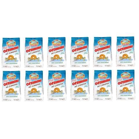 Divella Ottimini al Limone Italienische Shortbread Kekse mit Zitrone biscuits cookies 100% italienische Zitronen 12x400g Original italienisch