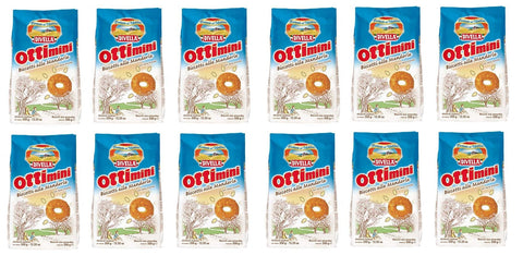 Divella Kekse 12x Divella Ottimini Biscotti alle Mandorle Shortbread Kekse mit gehackten Mandeln 350g biscuits cookies italienische Kekse 8005121213881