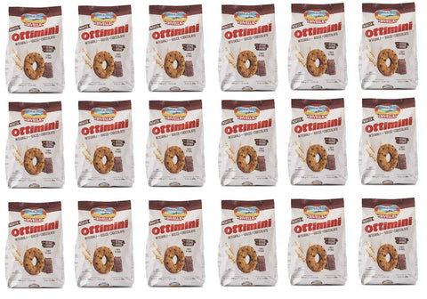Divella Kekse 18x Divella Ottimini Integrali con gocce di cioccolato Vollkornkekse mit Schokoladenstückchen und Weizenkeimen Italienische Kekse 350g biscuits cookies 8005121214055