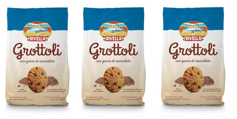 Divella Kekse 3x Divella Grottoli con gocce di cioccolato Italienische Shortbread Kekse mit Schokoladentropfen 700g biscuits cookies 8005121214529