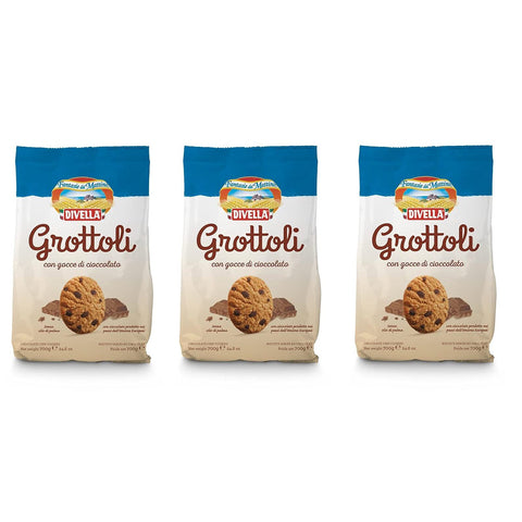 Divella Grottoli con gocce di cioccolato Italienische Shortbread Kekse mit Schokoladentropfen biscuits cookies 3x700g Original italienisch