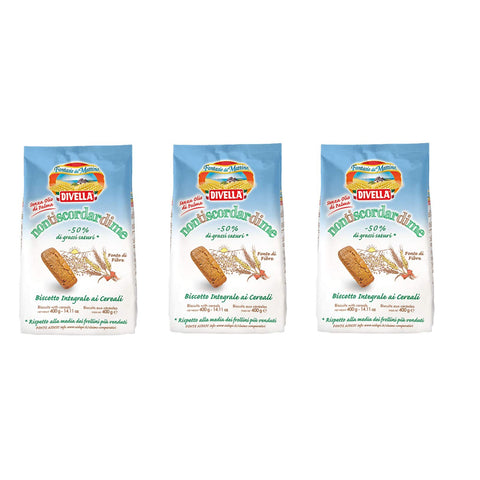 Divella Non ti scordar di me Biscotti Integrali ai cereali Vollkornkekse mit Getreide Kekse italienische Kekse 400 g 3x italienisch Original