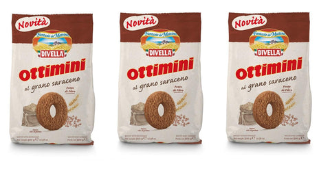 Divella Kekse 3x Divella Ottimini al Grano Saraceno Buchweizen Shortbread Kekse 300g Biscuits Cookies italienische Kekse 8005121213386