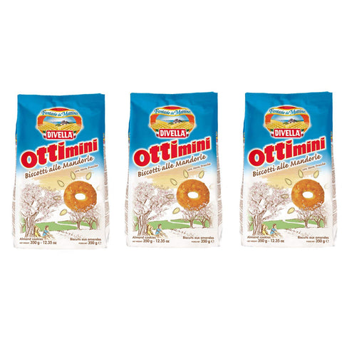 Divella Ottimini Biscotti alle Mandorle Shortbread Kekse mit gehackten Mandeln 350g biscuits cookies italienische Kekse 3x Original italienisch