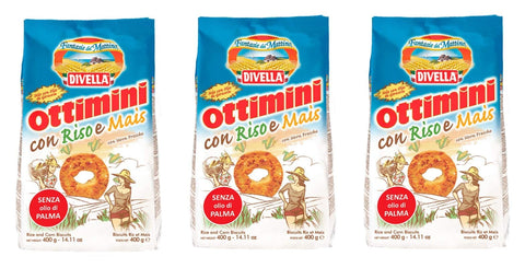Divella Kekse 3x Divella Ottimini con Riso e Mais Shortbread Kekse mit Reis und Mais 400g Biscuits Cookies italienische Kekse 8005121214260