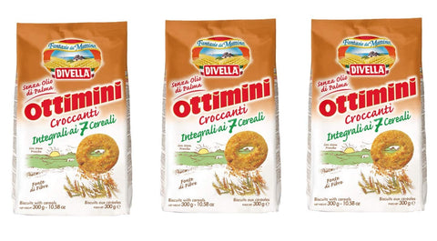Divella Kekse 3x Divella Ottimini Croccanti Integrali 7 Cereali Vollkornkekse mit 7 Müsli 300g Biscuits Cookies italienische Kekse 8005121213867