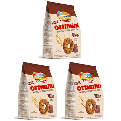 Divella Ottimini Integrali con gocce di cioccolato Vollkornkekse mit Schokoladenstückchen und Weizenkeimen Italienische Kekse 350 g biscuits cookies italienisch Original