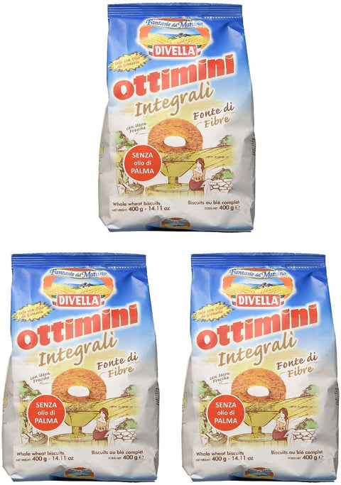 Divella Kekse 3x Divella Ottimini Integrali Vollkornkekse 400g Biscuits Cookies italienische Kekse 8005121214253