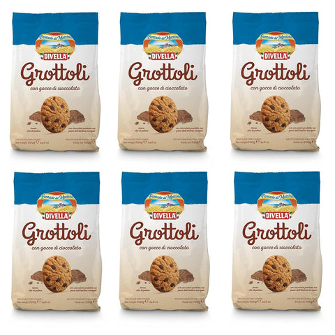 Divella Grottoli con gocce di cioccolato Italienische Shortbread Kekse mit Schokoladentropfen biscuits cookies 6x700g Original italienisch