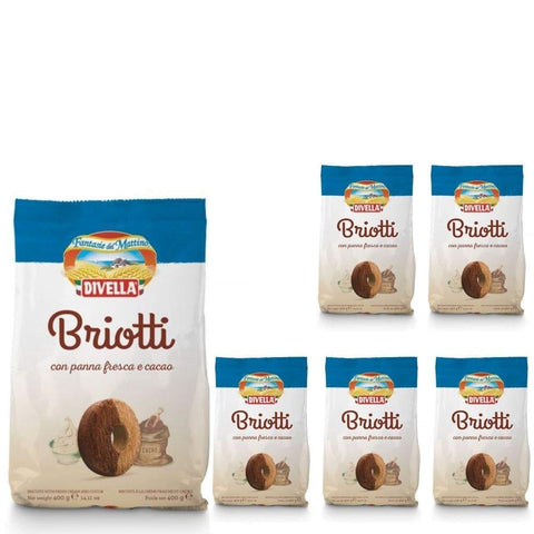 Divella Kekse Divella Biscotti Briotti con Panna Fresca e Cacao 6 Confezioni da 400 grammi 8005121214406