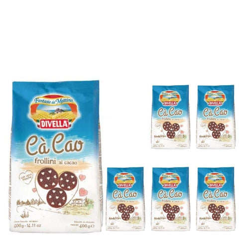 Divella Kekse Divella Biscotti Ca' Cao Frollini al Cacao 6 Confezioni da 400 grammi Kekse italienisch Original 8054134291904