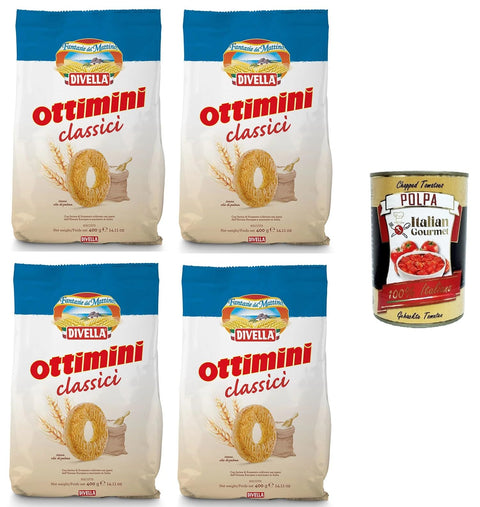 Divella Kekse Divella Biscotti Ottimini Classici Klassische Optimini-Kekse 4x400gr +Italian Gourmet polpa 400g 8005121214239