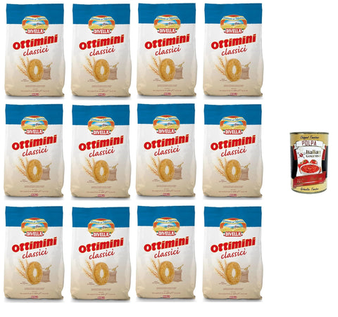Divella Kekse Divella Biscotti Ottimini Classici Klassische Ottimini-Kekse 12x400gr +Italian Gourmet polpa 400g 8005121214239