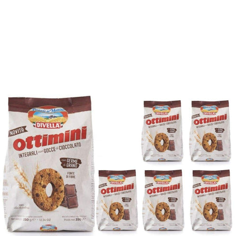 Divella Kekse Divella Biscotti Ottimini Integrali Con Gocce di Cioccolato 6 Confezioni da 350 grammi 8054134291928