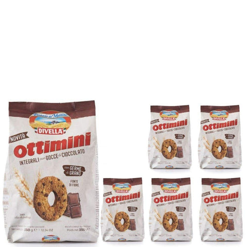 Divella Biscotti Ottimini Integrali Con Gocce di Cioccolato 6 Confezioni da 350 grammi 1x2100g Original italienisch Kekse
