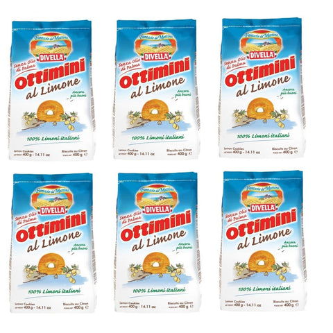 Divella Kekse Divella Ottimini al Limone Italienische Shortbread Kekse mit Zitrone 400g biscuits cookies 100% italienische Zitronen 6x Original italienisch 8005121214369