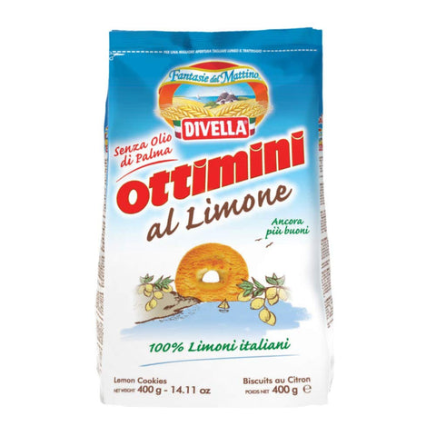 Divella Ottimini al Limone Italienische Shortbread Kekse mit Zitrone biscuits cookies 100% italienische Zitronen 1x400g Original italienisch