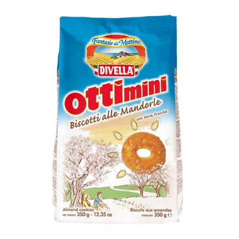 Divella Ottimini Biscotti alle Mandorle Shortbread Kekse mit gehackten Mandeln biscuits cookies italienische Kekse 350g Original italienisch