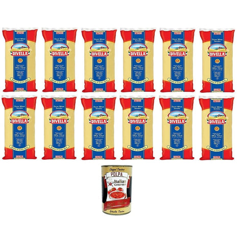 Divella Koch- & Backzutaten Divella Semola di Grano Duro Rimacinata Remilled Hartweizengrieß 12 x 500 g Original italienisch inkl. Italian Gourmet Polpa 400g 8005121004113