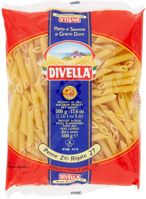 Divella Kurze Pasta 10x Pasta Divella 100% Italienisch N° 27 Penne Ziti Rigate 500g 8005121052275