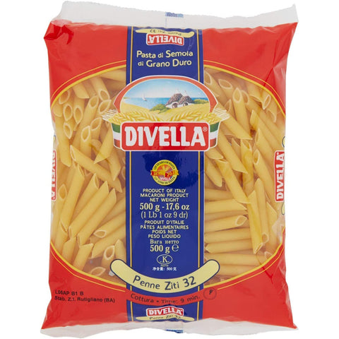 Divella Pasta 100% Italienisch N° 32 Penne Ziti 500 g Kurze Pasta Original