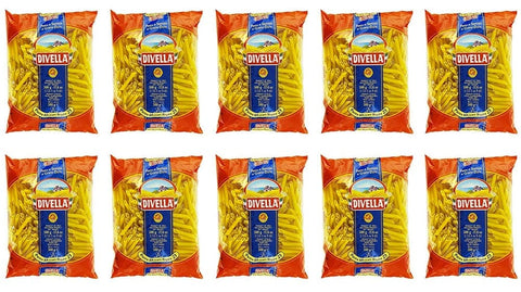Divella Kurze Pasta 10x Pasta Divella 100% Italienisch N°38 Pennette di Mezzani 500g 8005121000382