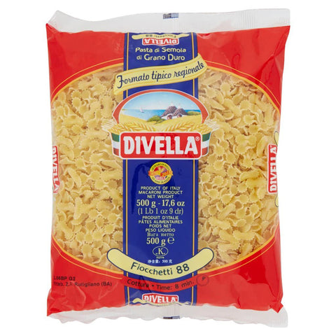 Divella Fiocchetti N. 88 Hartweizengrieß Pasta Italienische Nudeln Packung 24x500g Original italienisch